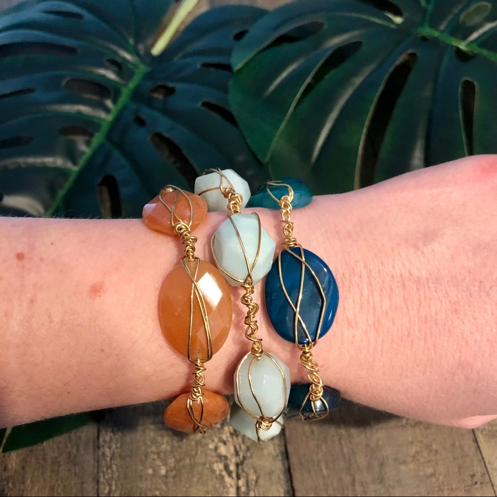Wire Wrapped Bangles - Sunset Edition Set - image 2